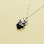 Black Gothic Infinity Heart Pendant Necklace