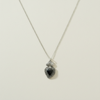 Classic Ornate Heart Pendant Necklace Black