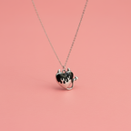 Flaming Devil Heart Pendant Necklace Black