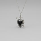 Cupid's Black Heart Pendant Necklace