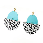 Lottie Turquoise & Monochrome Polka Dot Statement Earrings