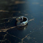 Unique Wrap Around Peacock Ring Silver Tone - Adjustable Size R 1/2