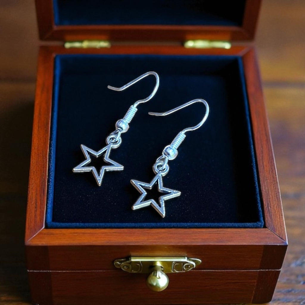 Moon Star Charm Drop Earrings