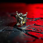 Oversized Mythological Ox Head Ring Alternative Gothic Statement Silver Tone - Size V