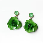 Juniper Statement Green Rose Earrings