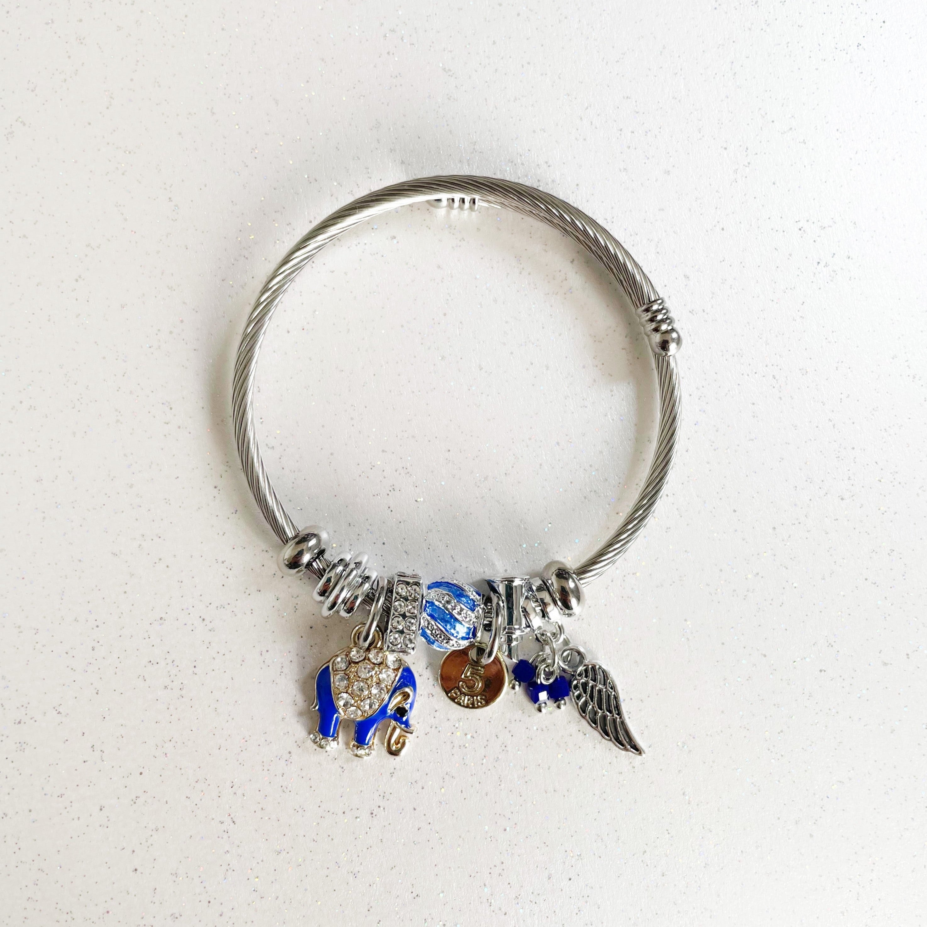 Nixi Silver Elephant Charm Bracelet