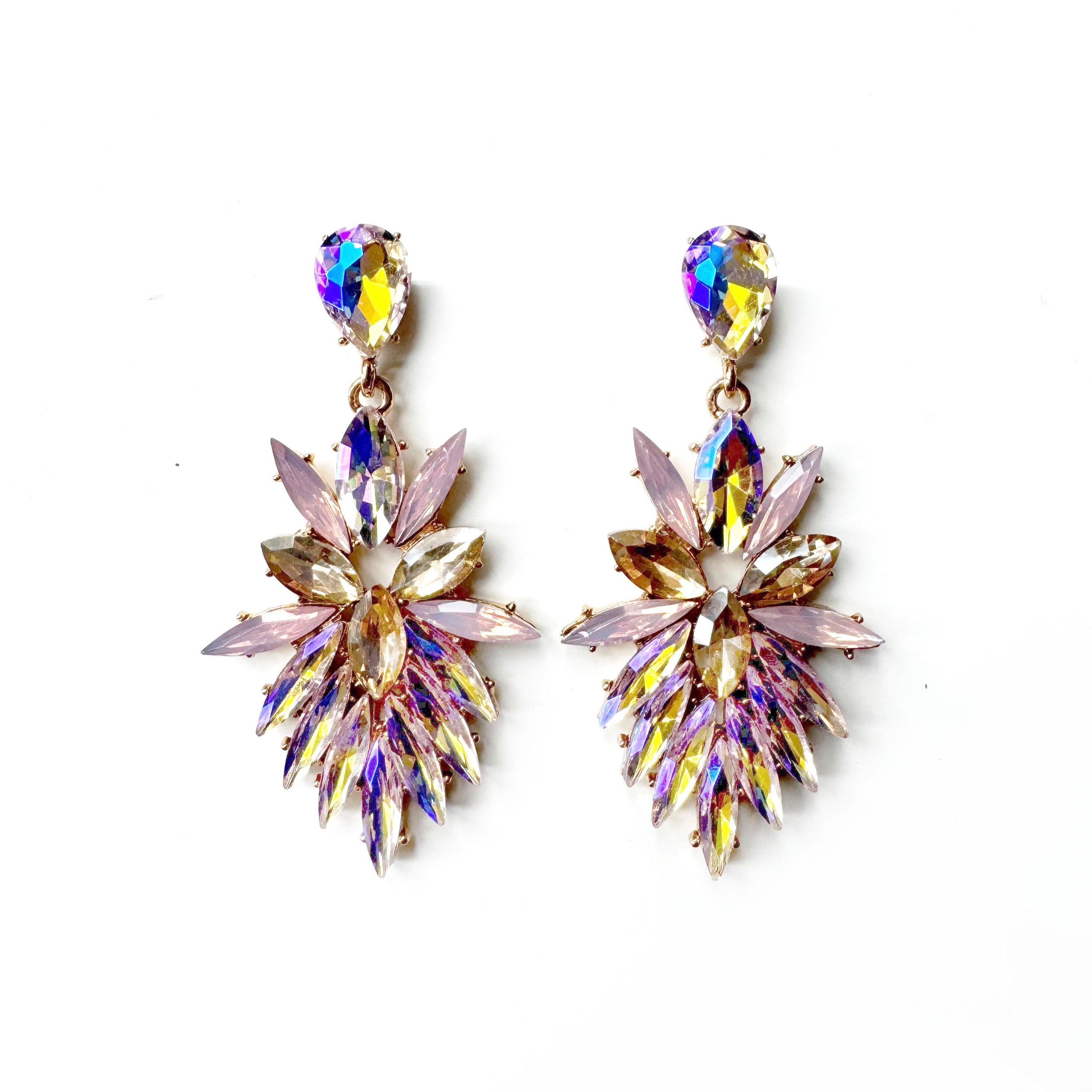 Genevieve Pink Rhinestone Statement Earrings