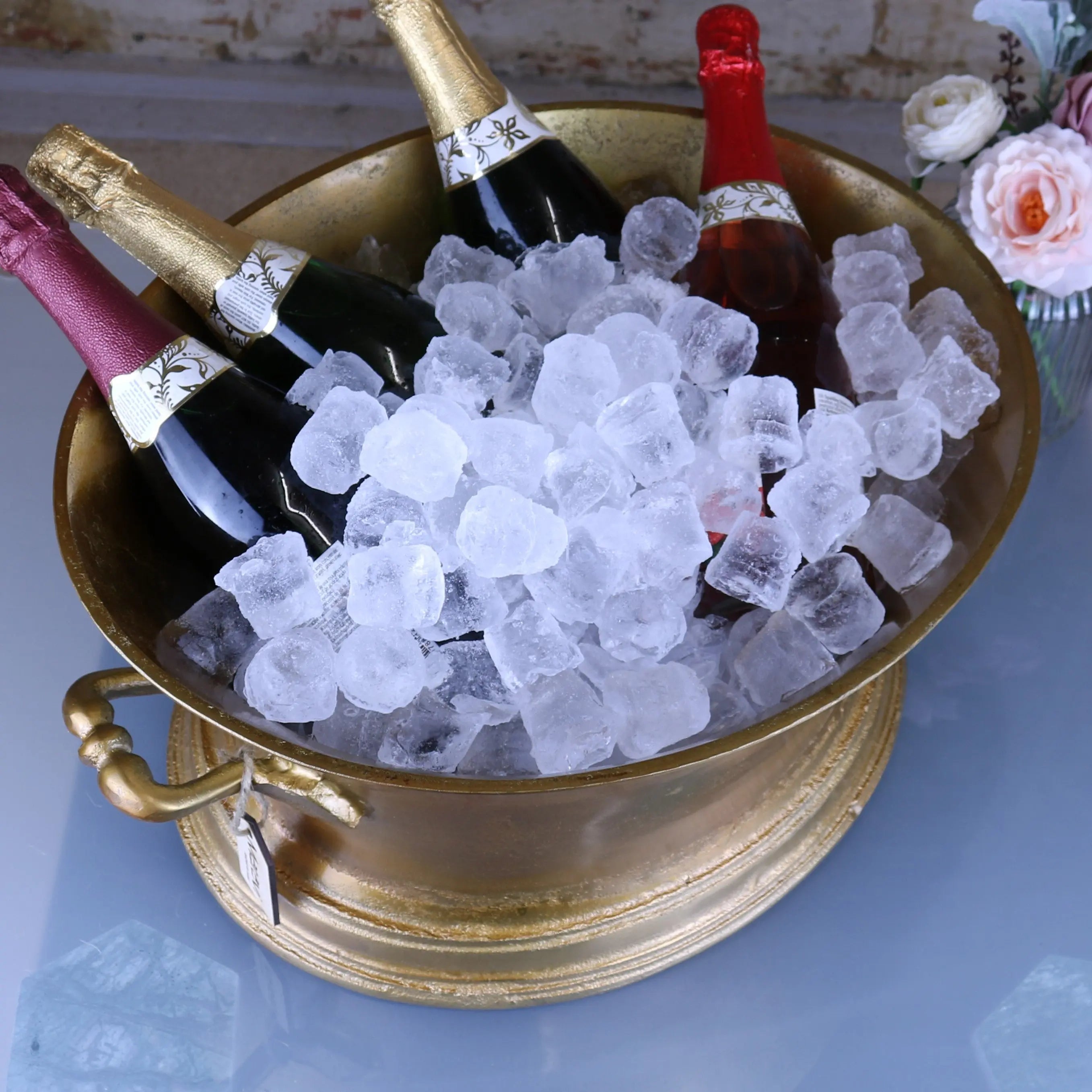 Moyar Champagne Bucket Large Ice Bath Distressed Gold