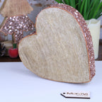 Lovell Christmas Wooden Decoration Heart Shape Copper Jewel Design 20cm