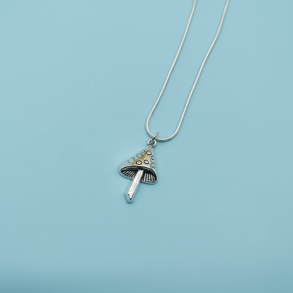 Toadstool Mushroom Pendant Necklace Slim Mushroom