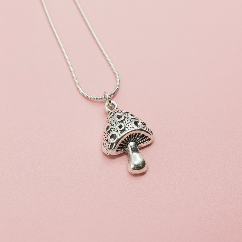 Toadstool Mushroom Pendant Necklace Dimpled Toadstool