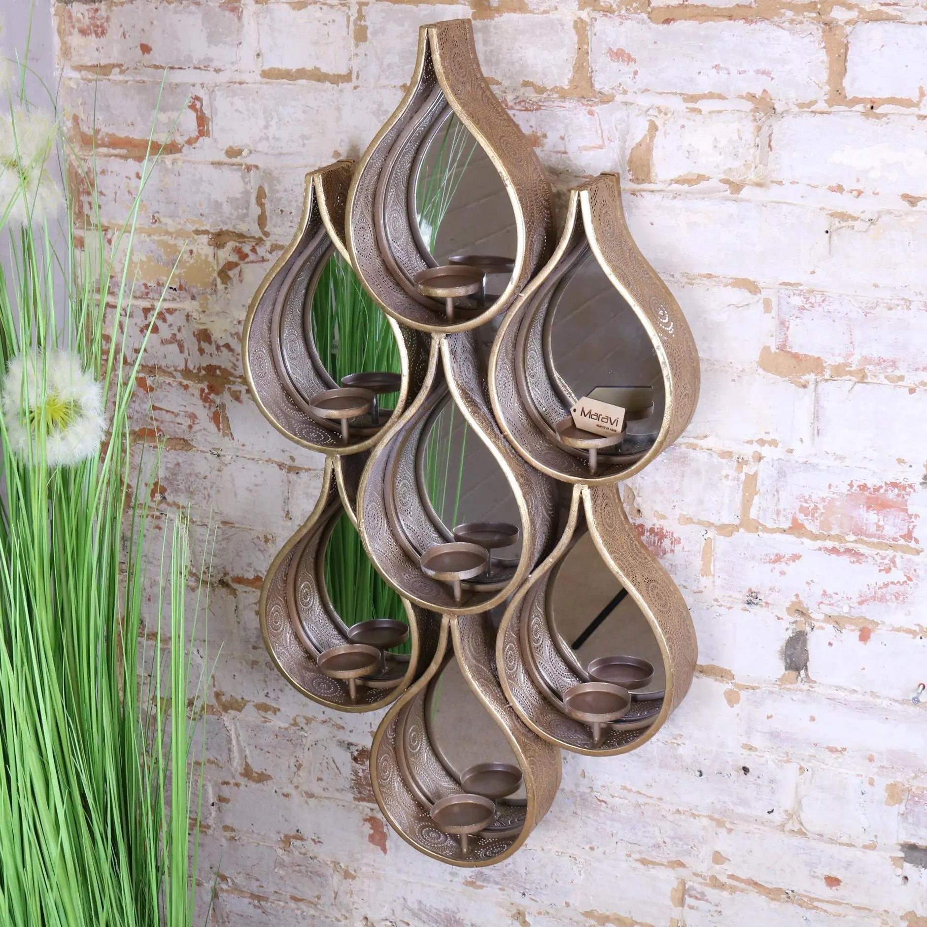 Belluri Raindrop Mirror with Candle Holders
