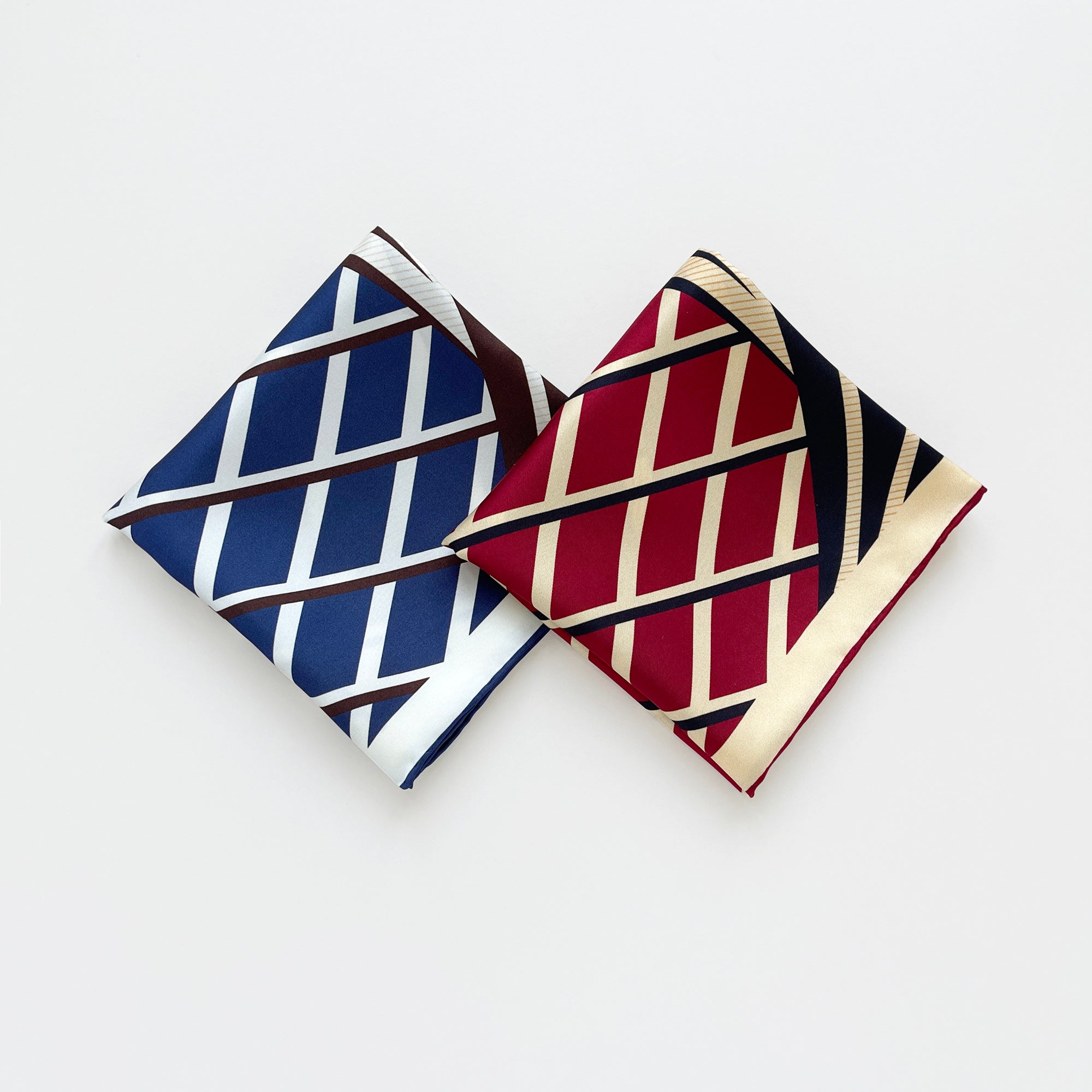 Kanagawa Wave Silk Scarf - 65cm Double-Sided Print Men's Neckerchief with Hand-Rolled Edges