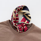 Kanagawa Wave Silk Scarf - 65cm Double-Sided Print Men's Neckerchief with Hand-Rolled Edges