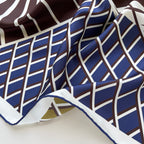 Kanagawa Wave Silk Scarf - 65cm Double-Sided Print Men's Neckerchief with Hand-Rolled Edges