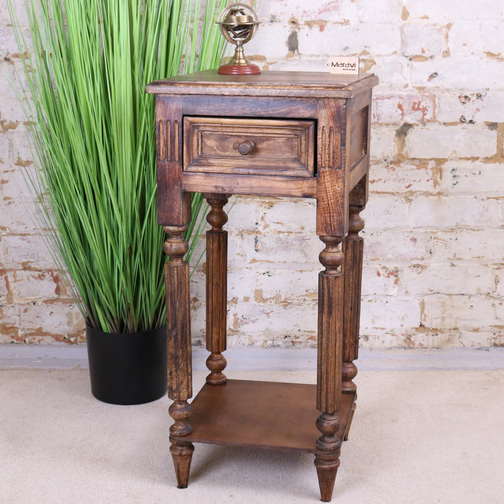 Toyani Square Tall Display Table Burnt Wood