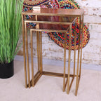 Itawa Tall Nest of Tables Gold Frame and Copper