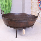 Vintage Kadai Bowl with Stand Garden Fire Pit Bowls 80cm