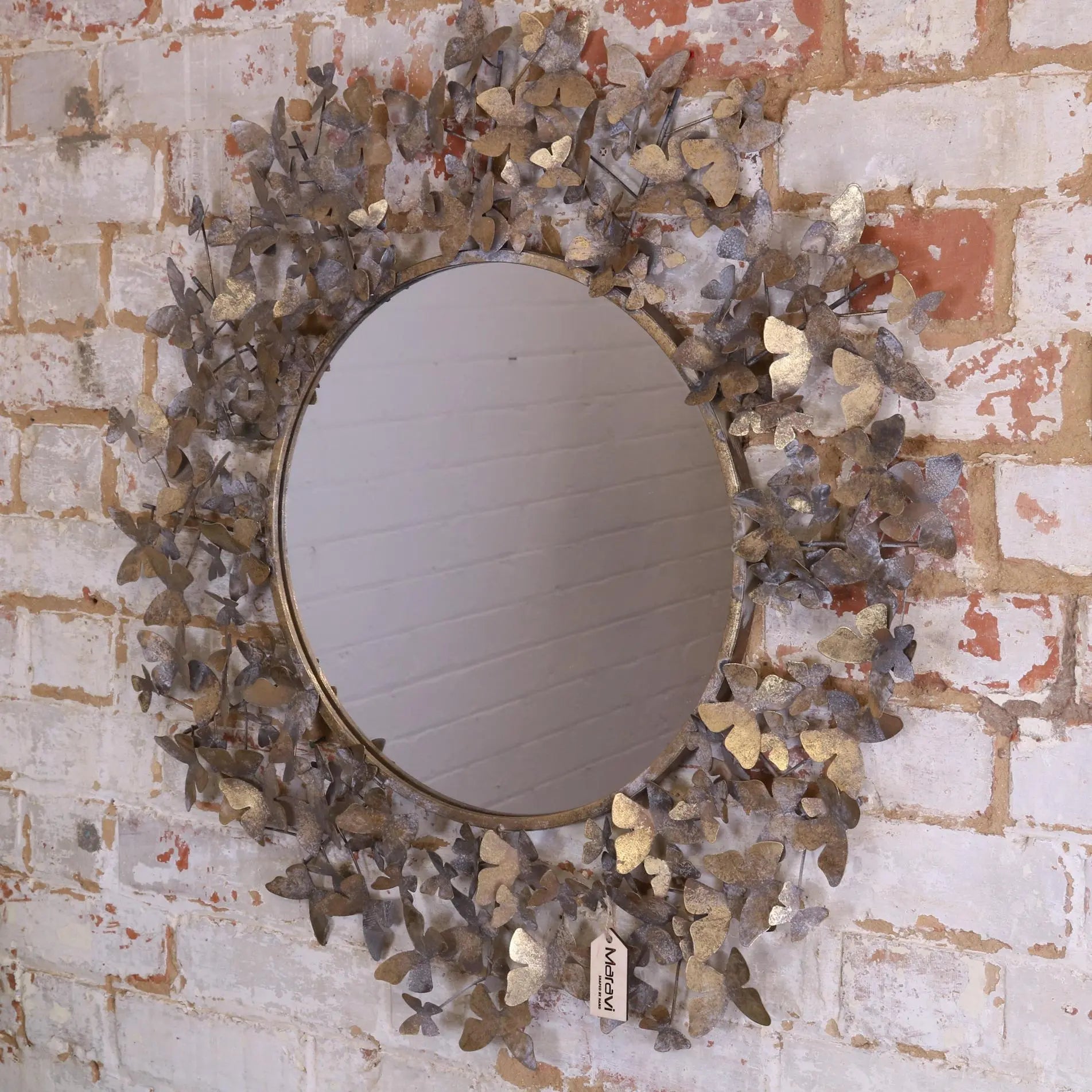 Eklora Gold Surround Butterfly Wall Mirror 82cm
