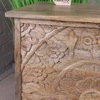 Ladha Mango Wood Carved Bedside Table Cabinet