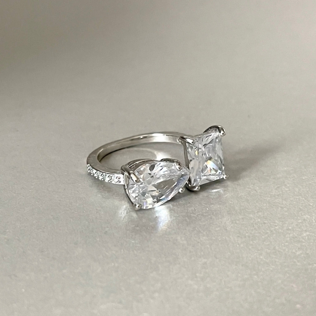 Unity Statement Open Silver Tone Jewel Ring