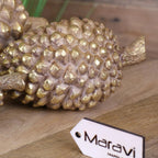 Kurki Set of 3 Antiqued Gold Pinecones Ornaments