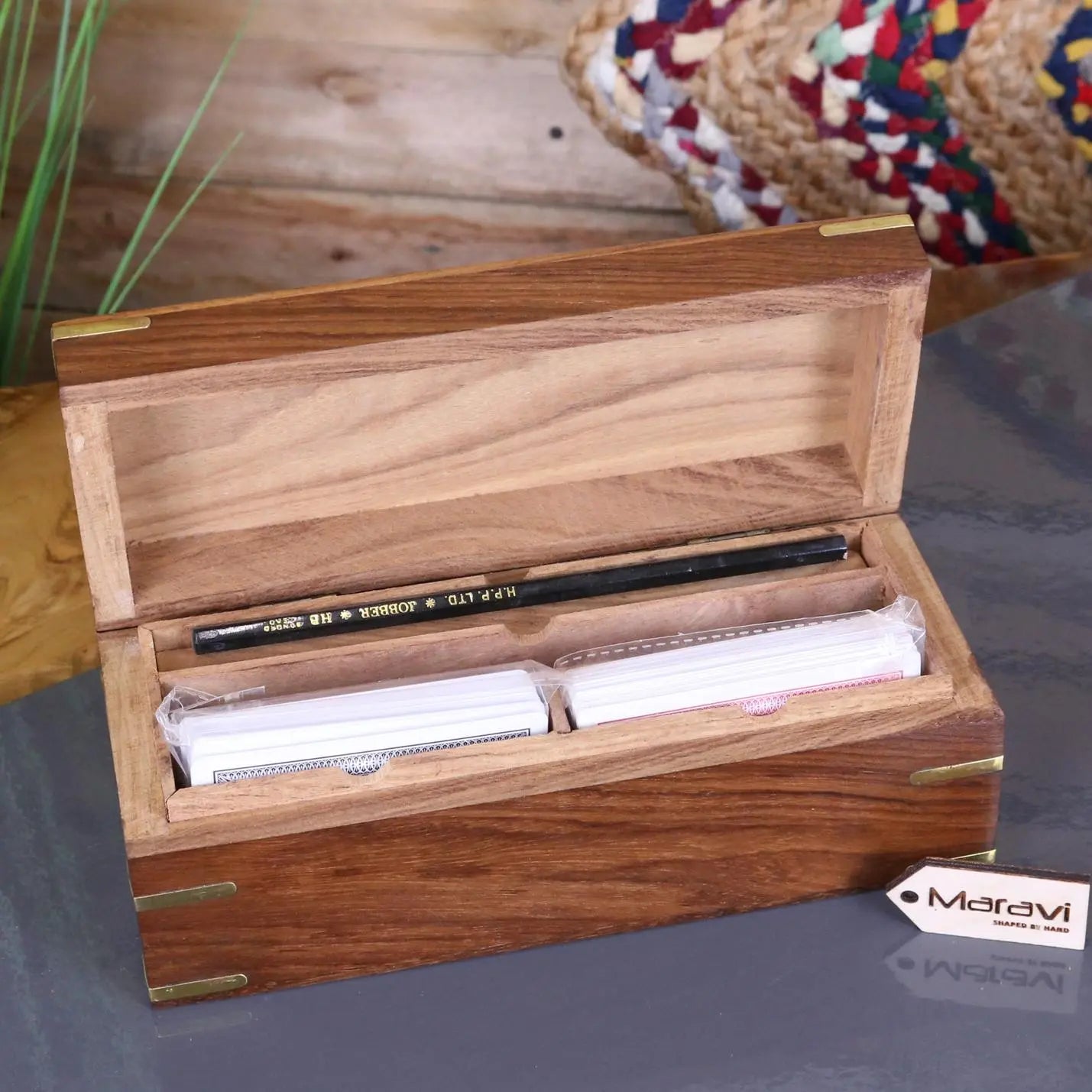 Boda Sheesham Wood Bridge Card Game Set