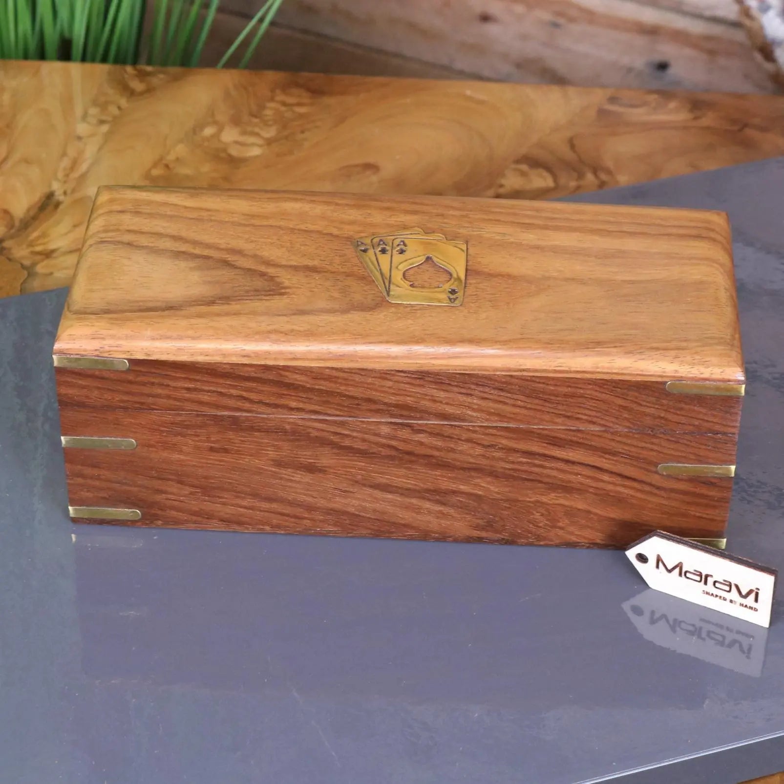 Boda Sheesham Wood Bridge Card Game Set