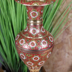 Vintage Brass Vase Hand 36cm Painted and Etched