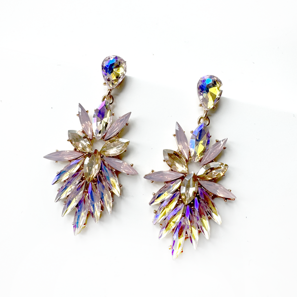 Genevieve Pink Rhinestone Statement Earrings