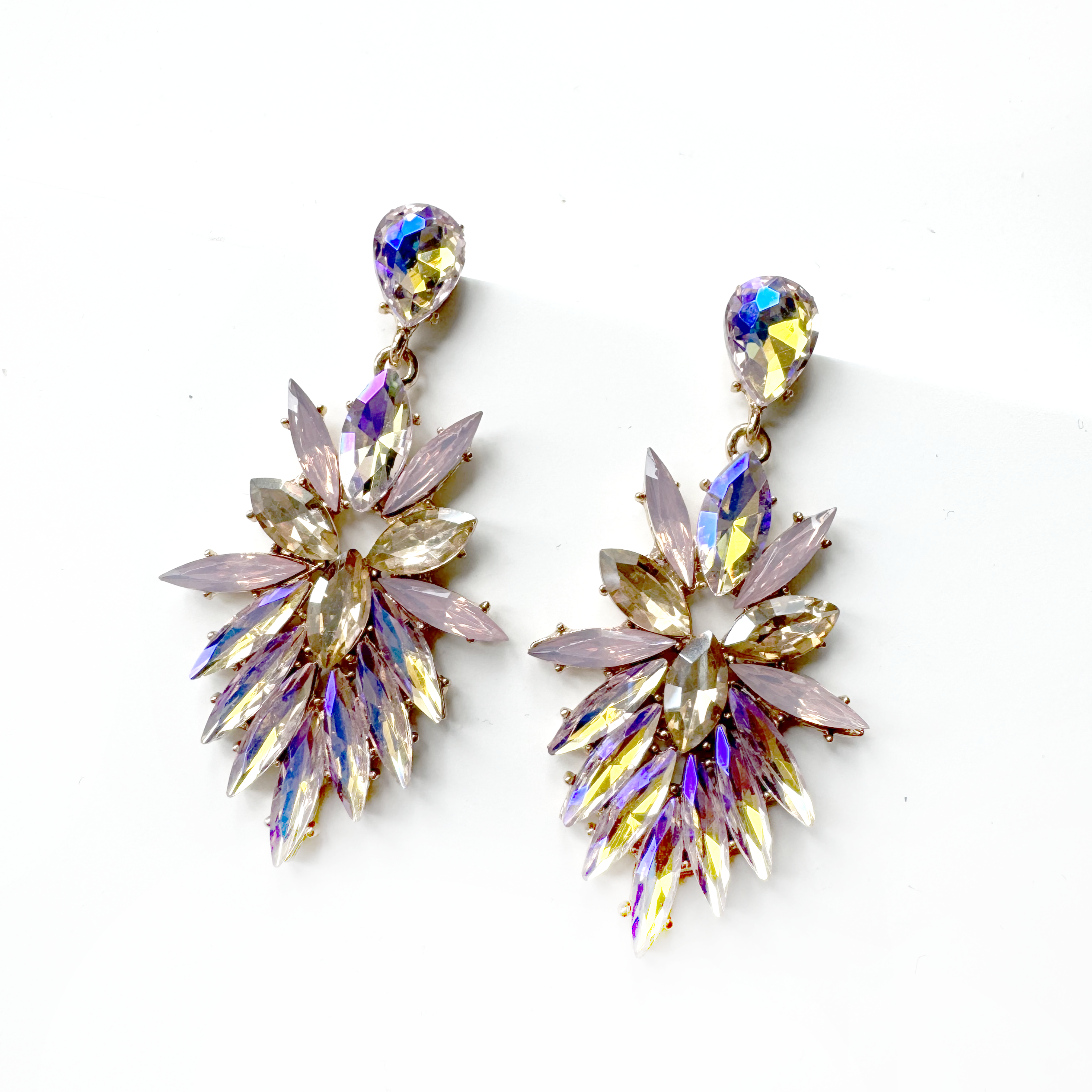 Genevieve Pink Rhinestone Statement Earrings