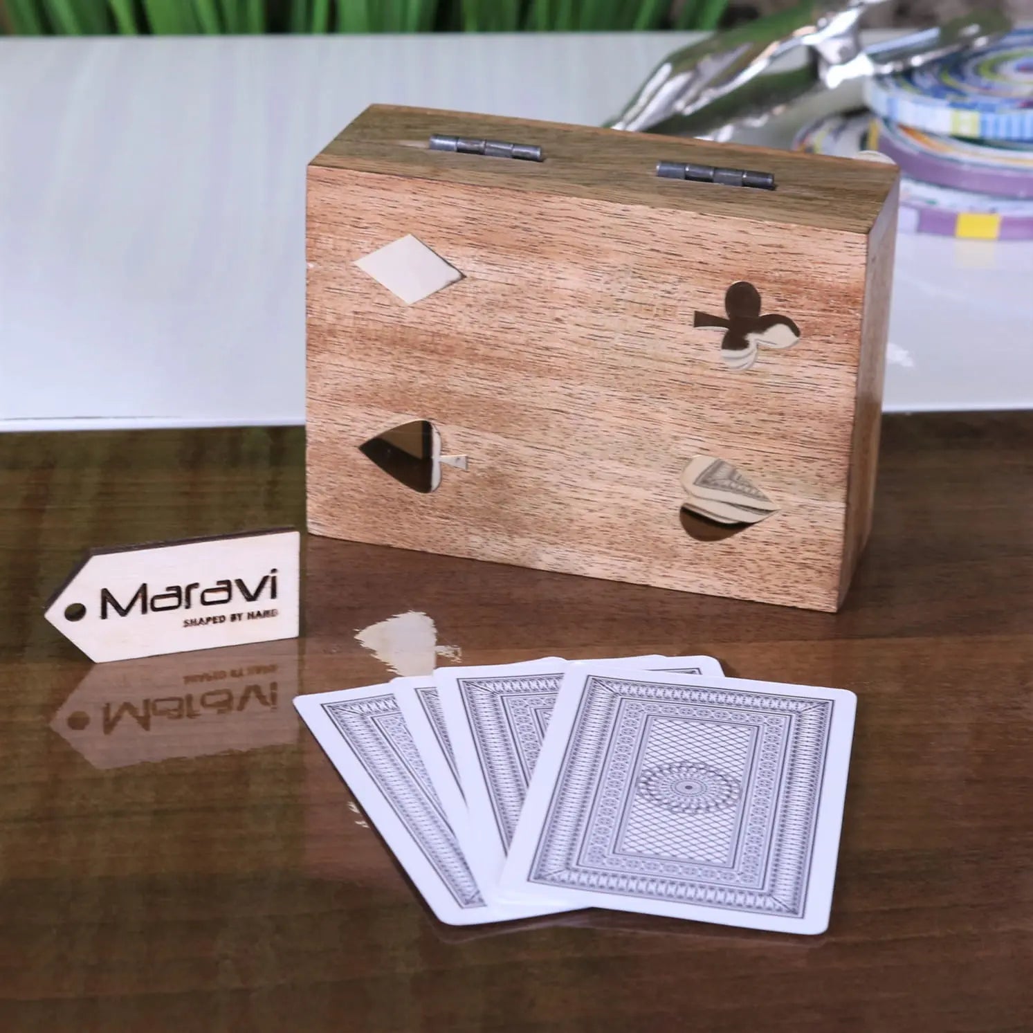 Mahe Wooden Playing Card Box