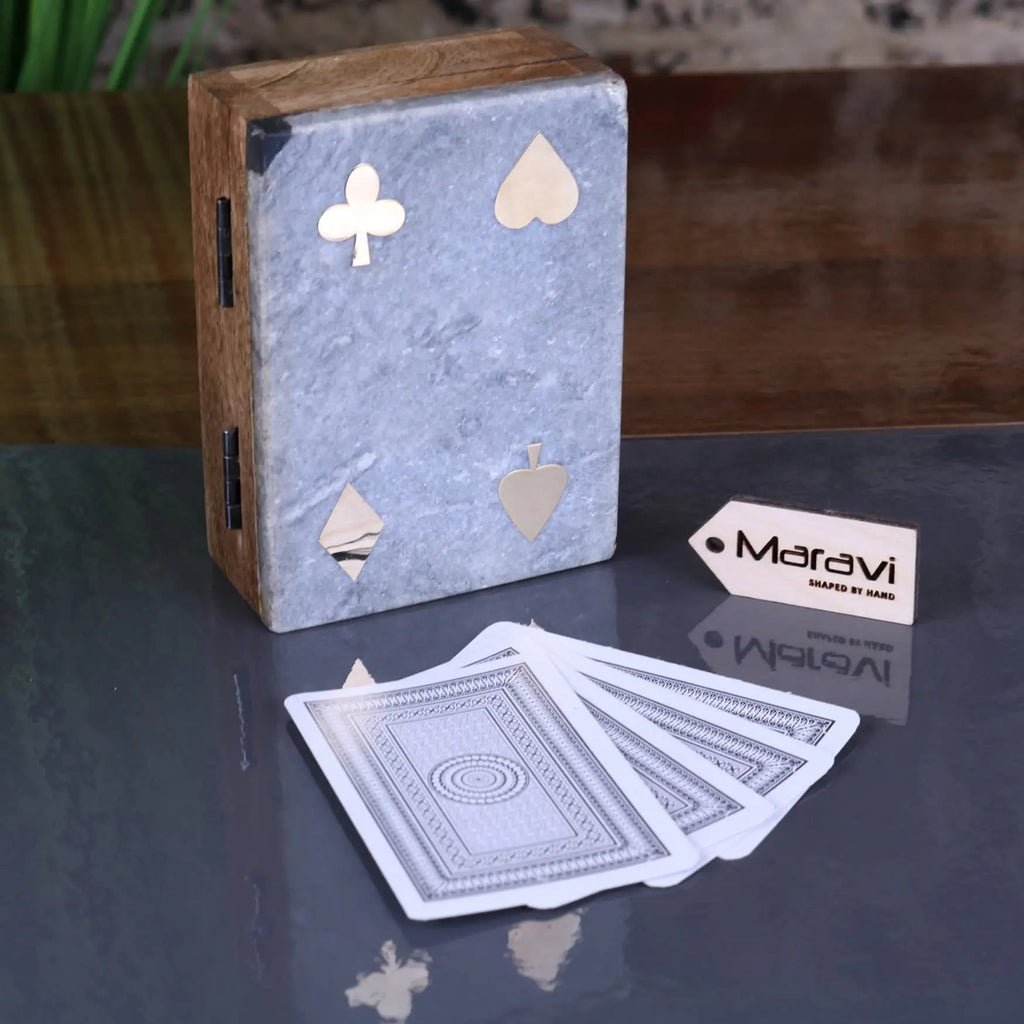 Osian Marble Lid Playing Card Box Grey
