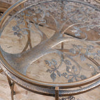 Belagavi Tree Design Set of 2 Round Side Tables Gold