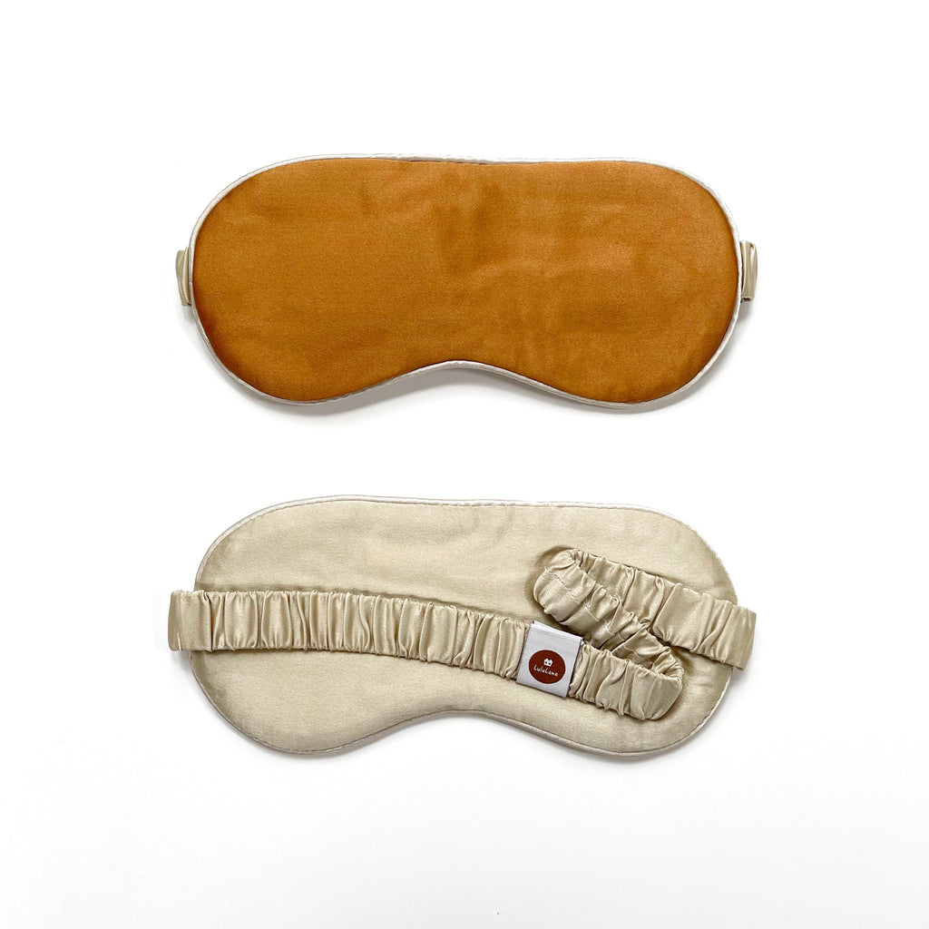 Luxury Double-Sided Silk Sleep Mask – Soft Eye Mask for Restful Sleep Caramel Gold