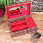 Nalanda Sheesham Large Wooden Jewellery Box Intricately Carved