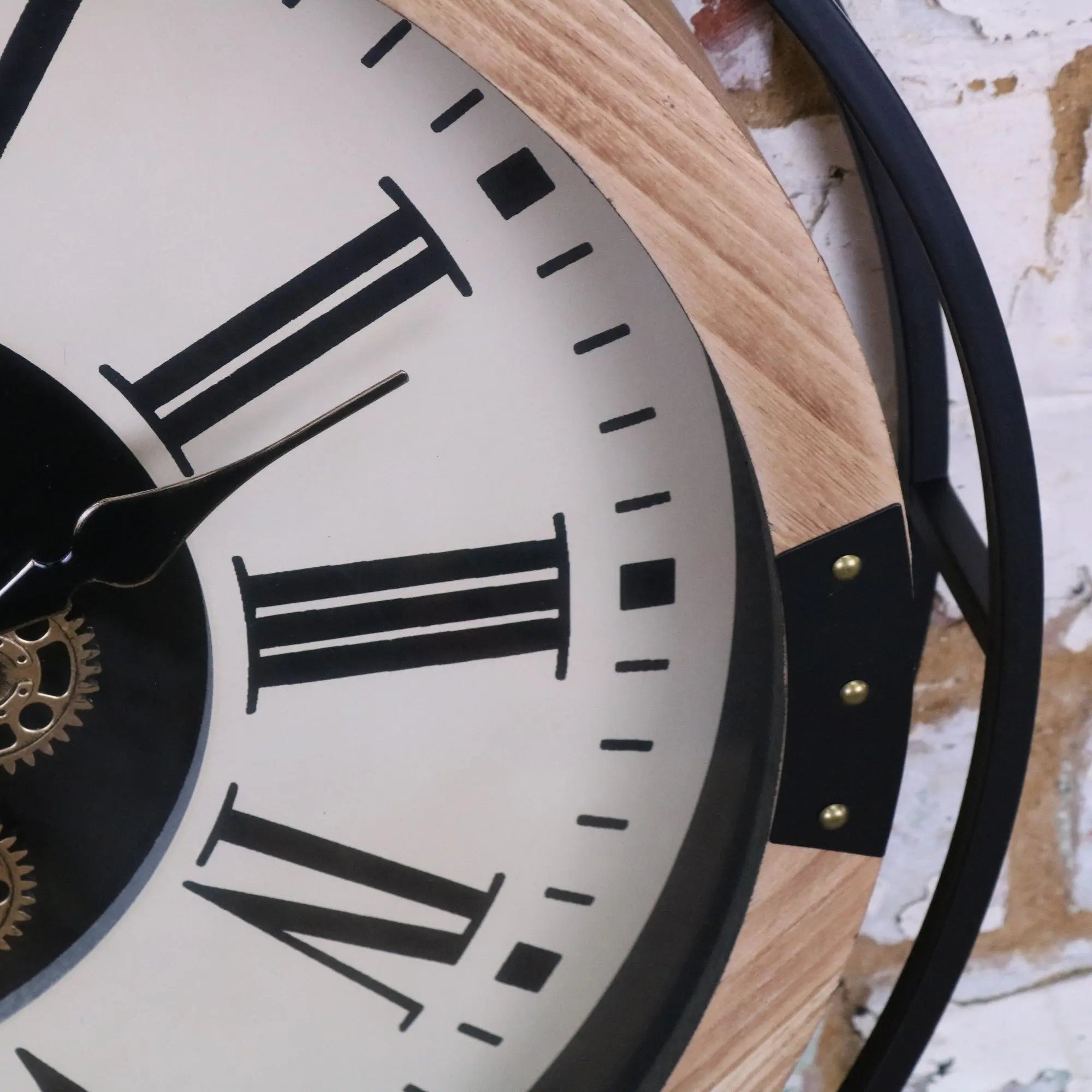 Industrial Large Cog Clock White and Gold