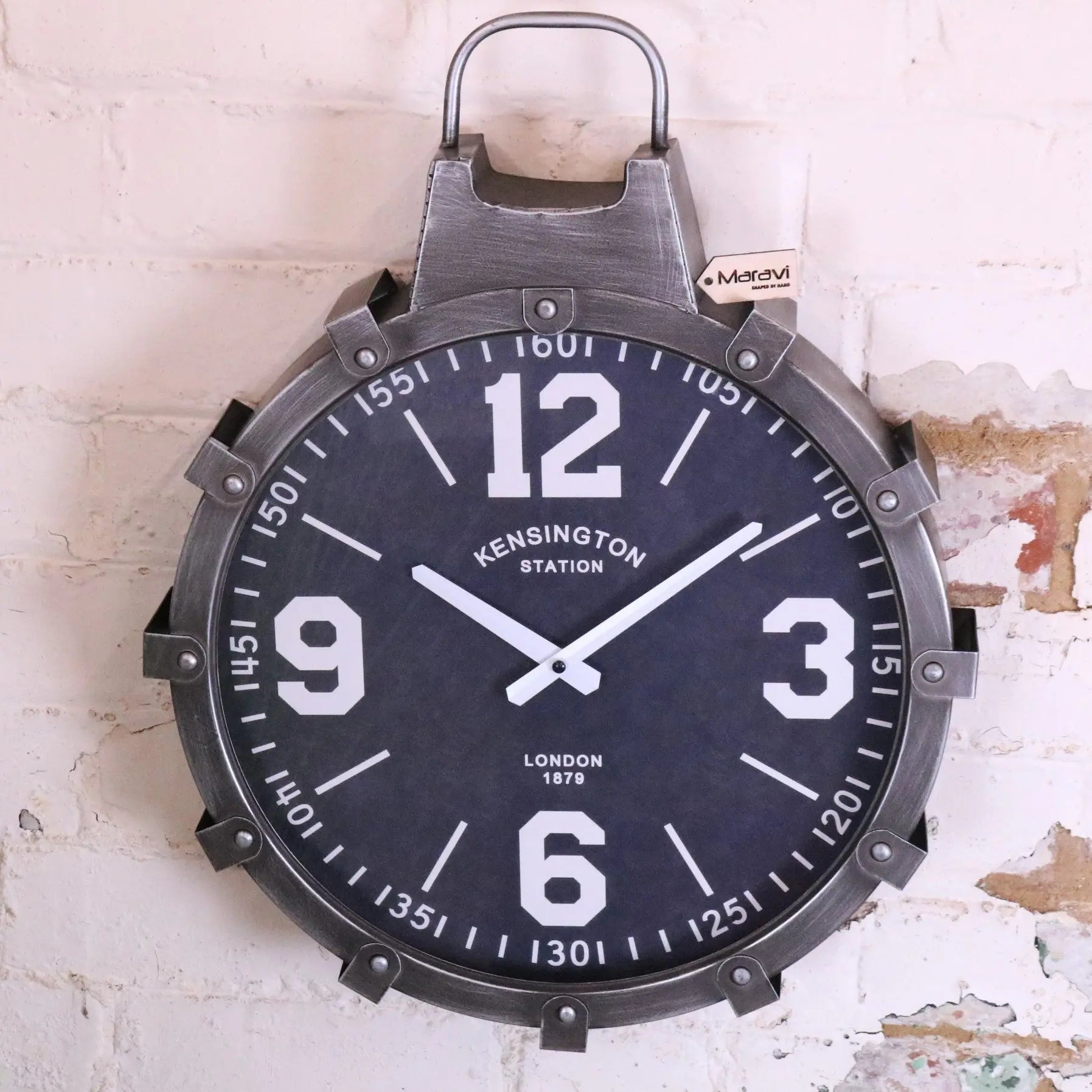 Industrial Style Wall Clock Gunmetal Grey