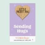 WishStrings Pocket Hug – Sending Hugs Wooden Token Gift | Thinking of You | Long Distance Support Keepsake | Letterbox Gift for Friends & Family