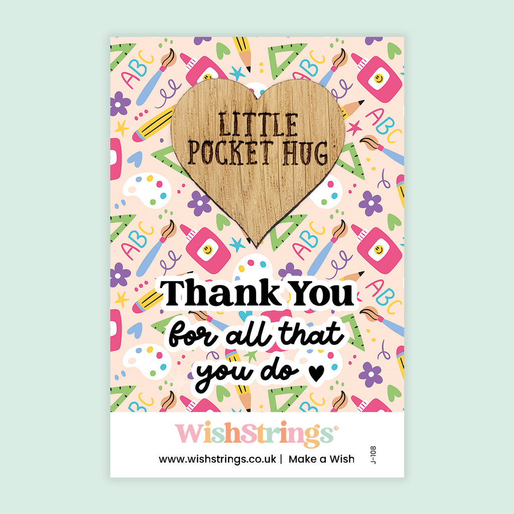 WishStrings Pocket Hug – Thank You for All That You Do | Teacher Gift | End of Term Appreciation | Classroom Themed Keepsake
