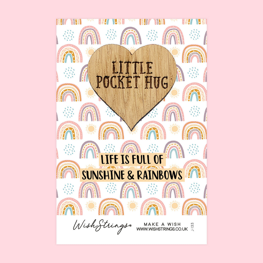 Pocket Hug - Life is Full of Sunshine & Rainbows | Uplifting Positivity Gift | Keepsake Token for Sending Hugs & Brightening Someone’s Day