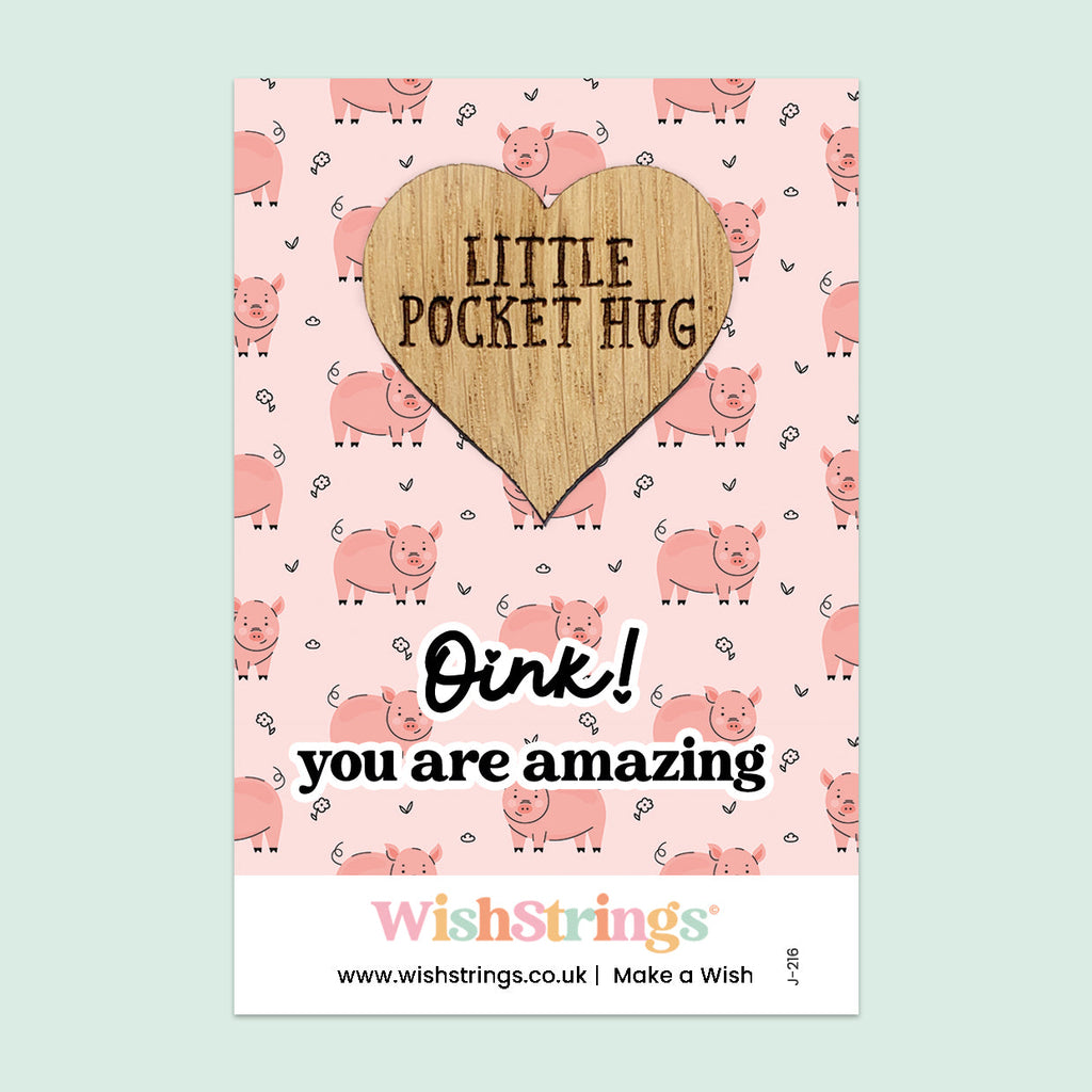 Pocket Hug – Oink! You Are Amazing | Cute Pig Themed Gift for Encouragement | Keepsake Token to Brighten Someone’s Day