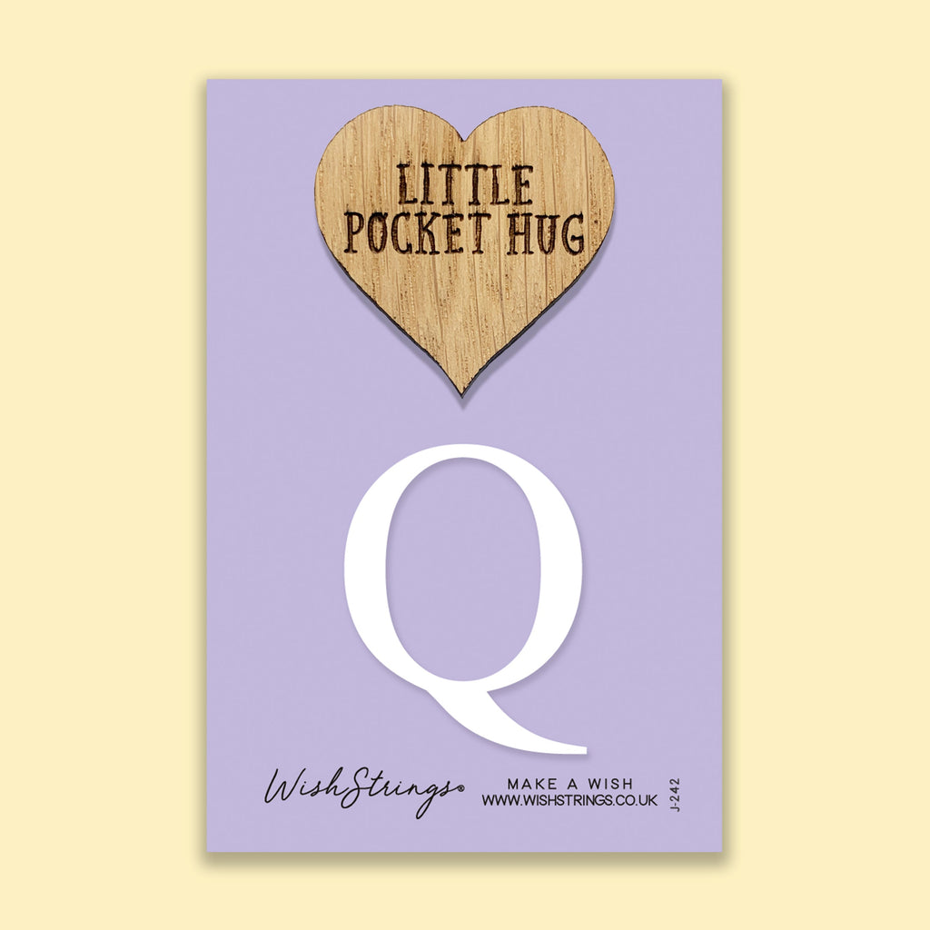 Pocket Hug - Letter ‘Q’ | Personalized Initial Gift & Thoughtful Keepsake | Keepsake Token for Sending Hugs & a Special Name Gift
