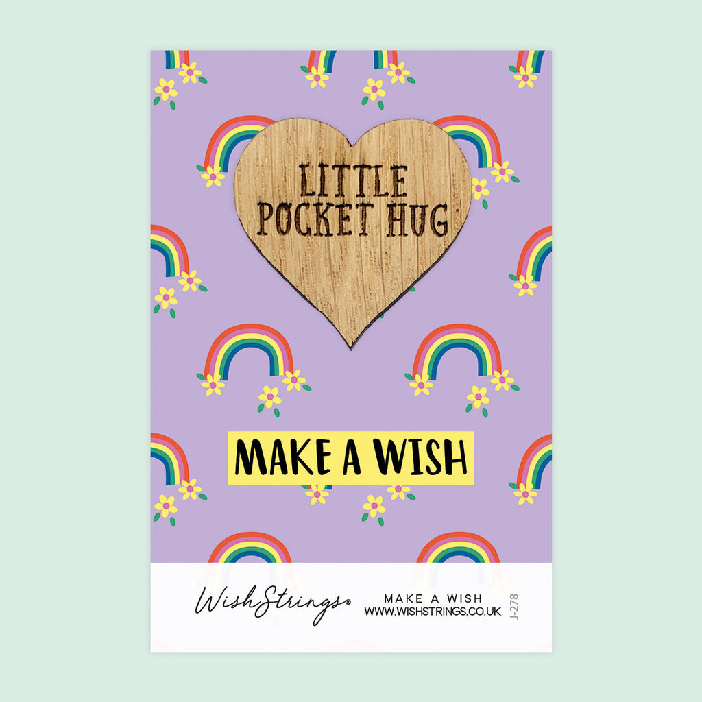 Pocket Hug - Make a Wish, Rainbow Flowers Design | Thoughtful Birthday Gift | Keepsake Token for Sending Hugs & Celebrating a Special Day