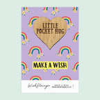 Pocket Hug - Make a Wish, Rainbow Flowers Design | Thoughtful Birthday Gift | Keepsake Token for Sending Hugs & Celebrating a Special Day