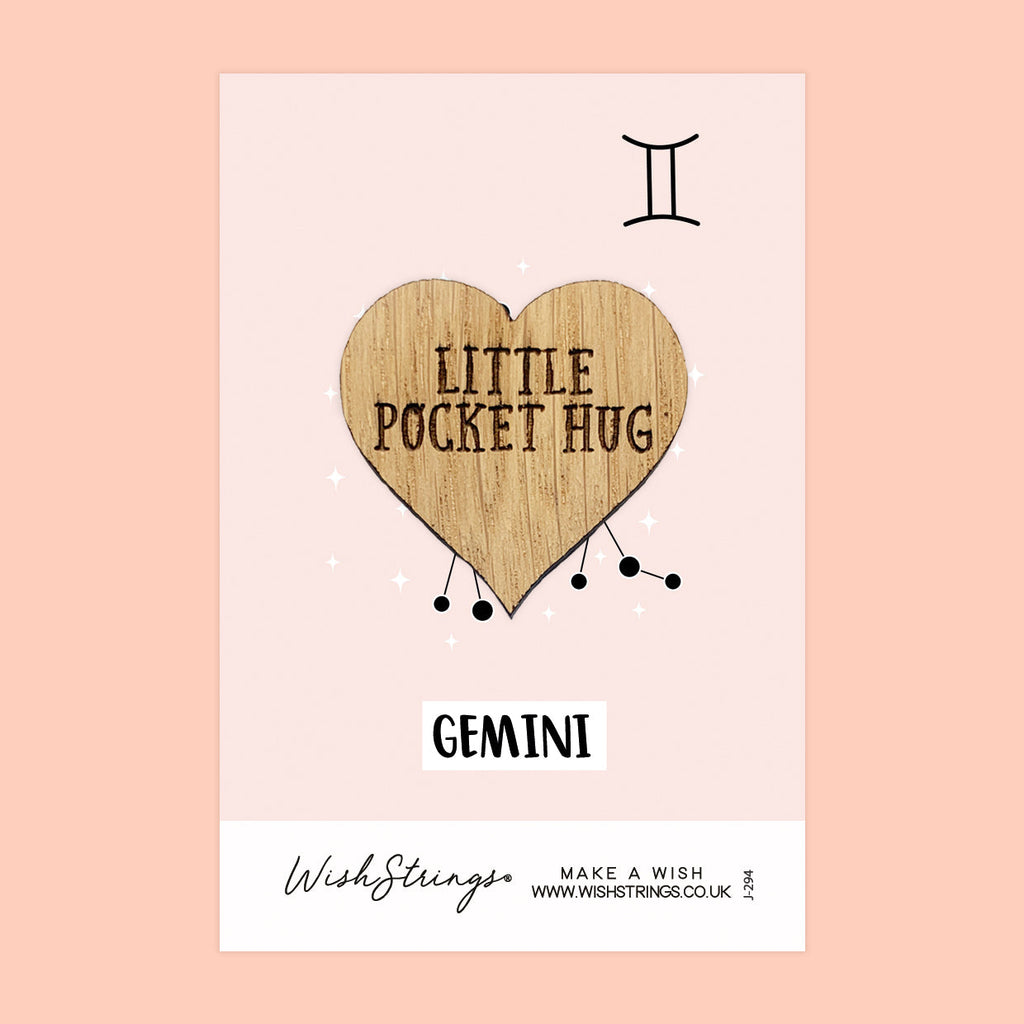 Pocket Hug - Gemini Star Sign | Zodiac & Horoscope Birthday Gift | Keepsake Token for Sending Hugs & Astrology Lovers
