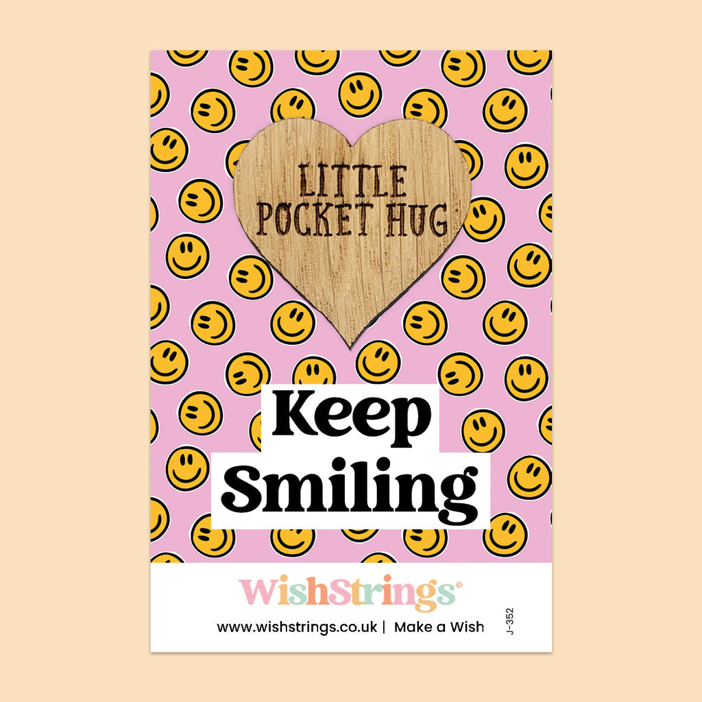 Pocket Hug - Keep Smiling | Uplifting Gift for Positivity & Support | Keepsake Token for Sending Hugs, Love & a Thoughtful Pick-Me-Up