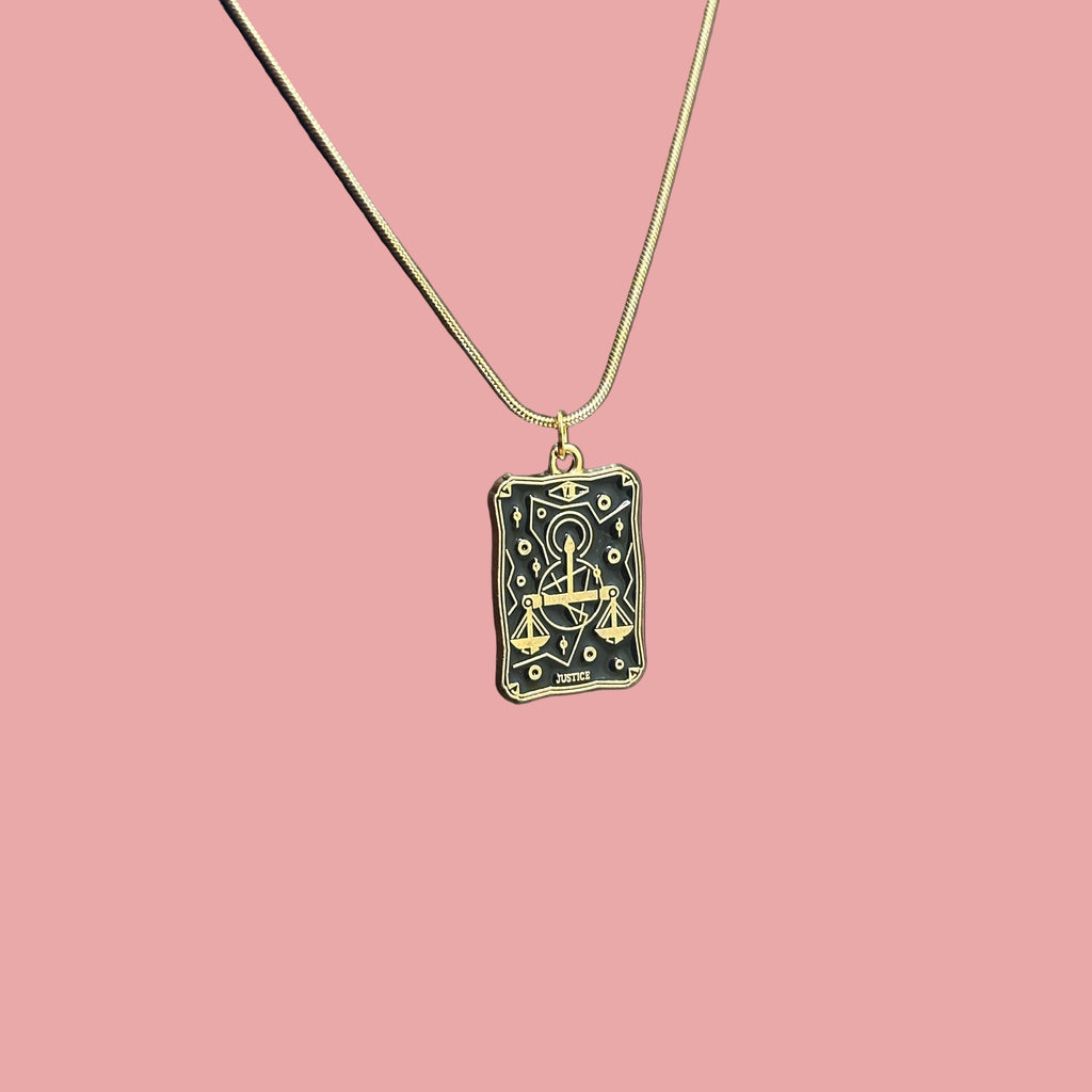Justice Tarot Card Pendant Necklace