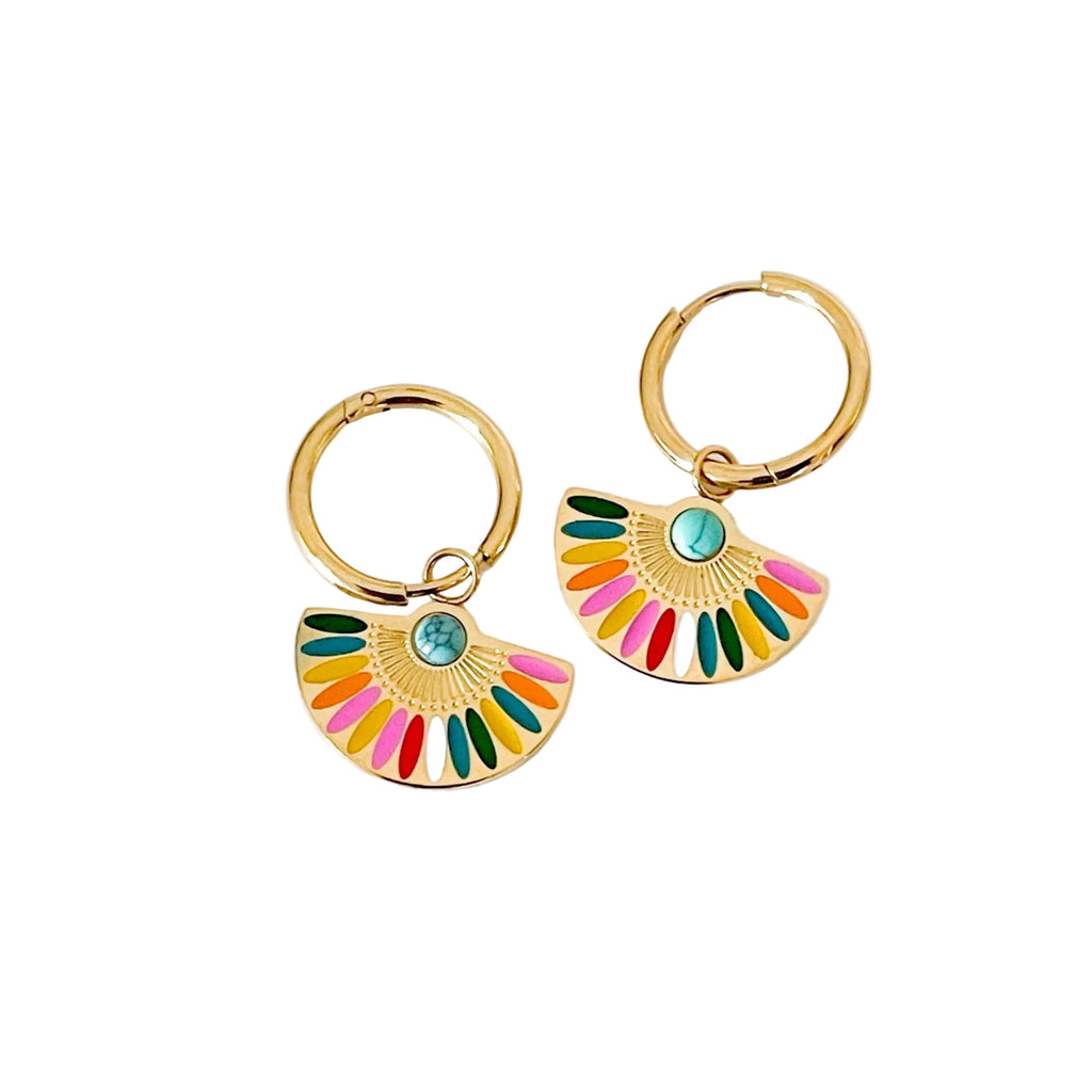 Solara Luxe 18k Gold Plated Fan Earrings