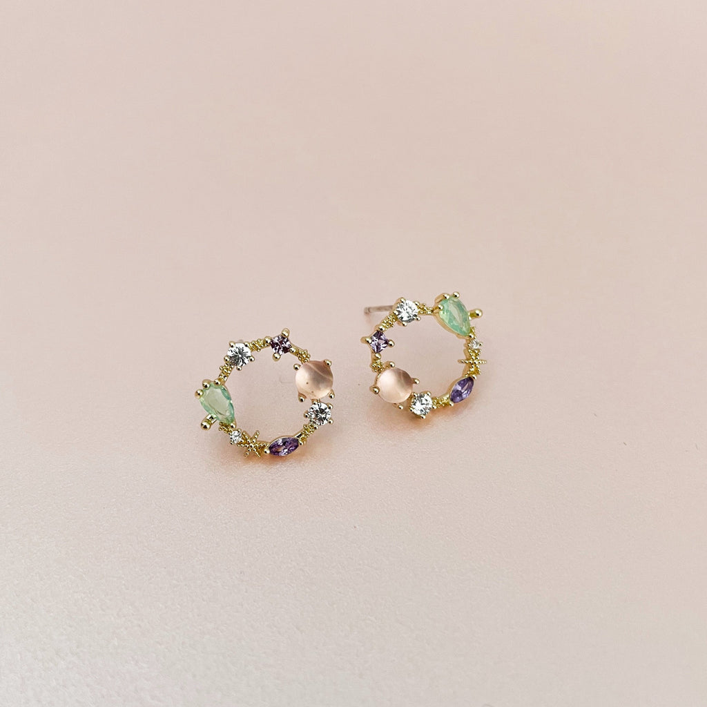 Saffy Blush Jewelled Wreath Studs